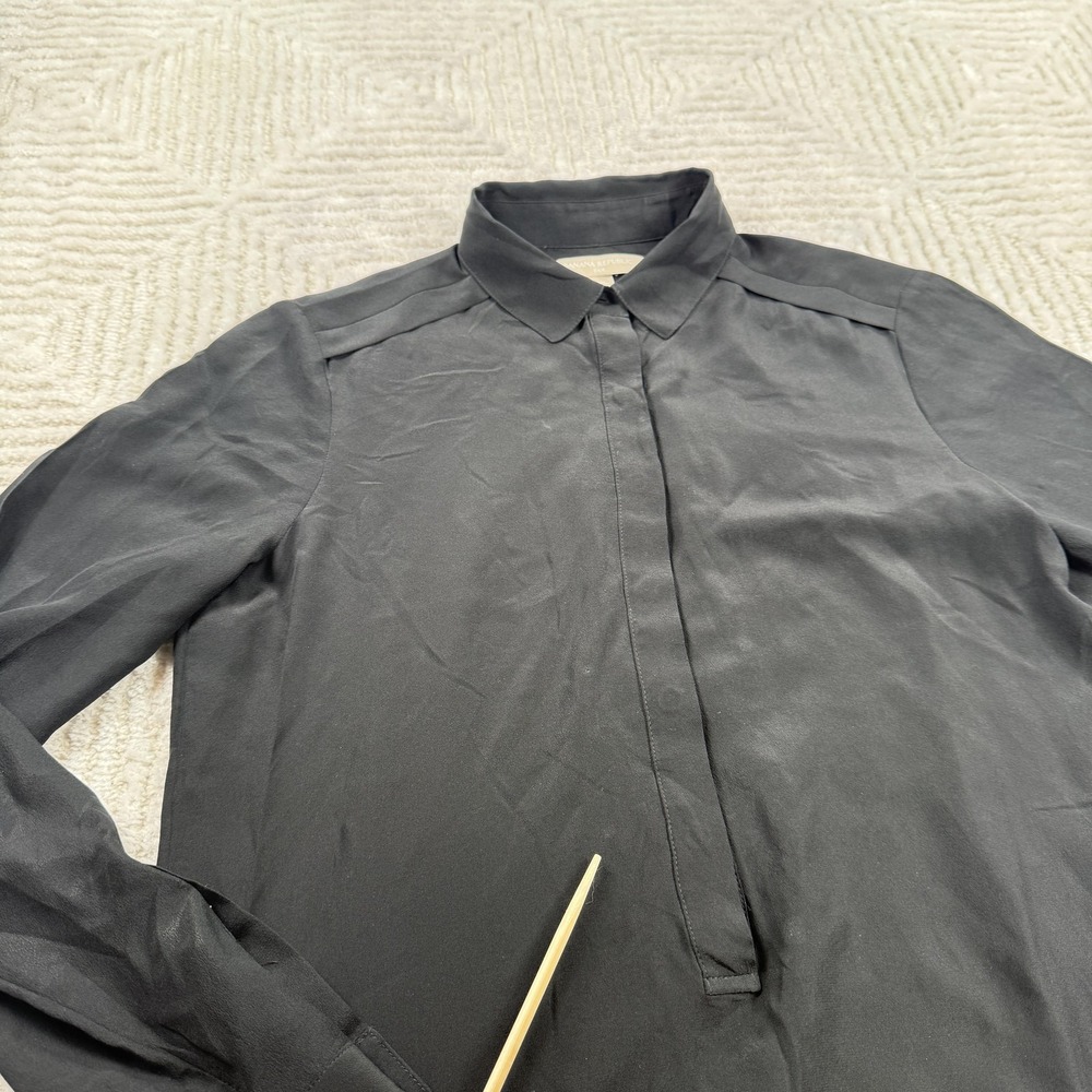 Banana Republic Silk Tunic Blouse Womens XS Black Office Career Work Top Capsule - Picture 8 of 13